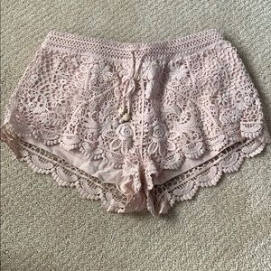H&M Shorts - H&M baby pink lace shorts H&M Shorts - H&M baby pink lace shorts
